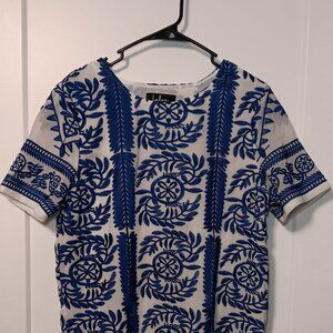 Lulus Womens Short Sleeve Knee Length Dress Blue Size Medium